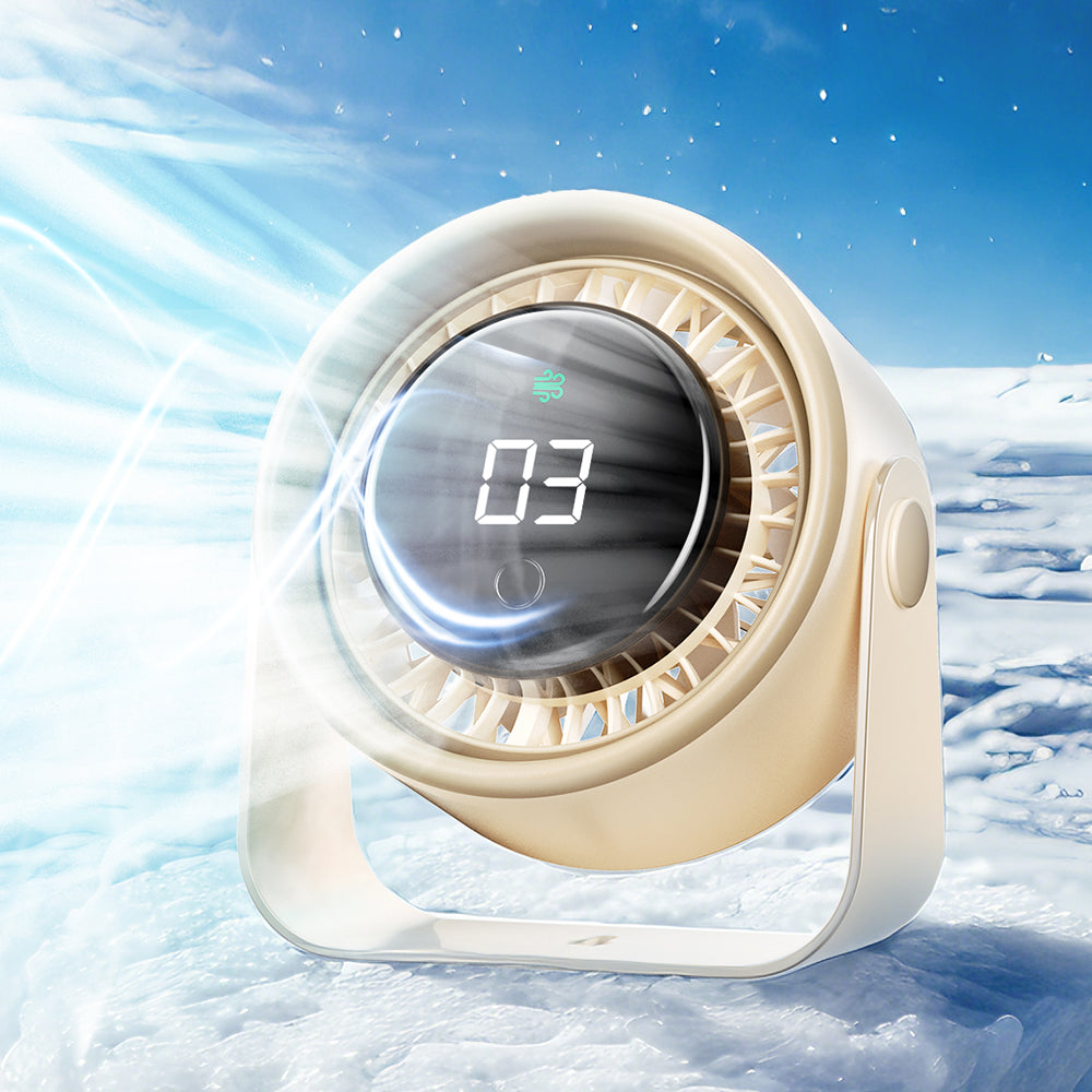 Oriday【ไอเทมคลายร้อนหน้าร้อน】พัดลมติดผนังและตั้งโต๊ะ 2-in-1 | แบตเตอรี่ชาร์จได้ 3000mAh ใช้งานยาวนาน | มอเตอร์ไร้แปรง เงียบ + หน้าจอ LED ดิจิทัล | เหมาะสำหรับแคมป์ปิ้ง/สำนักงาน | มีสีแอปริคอต/ดำ
