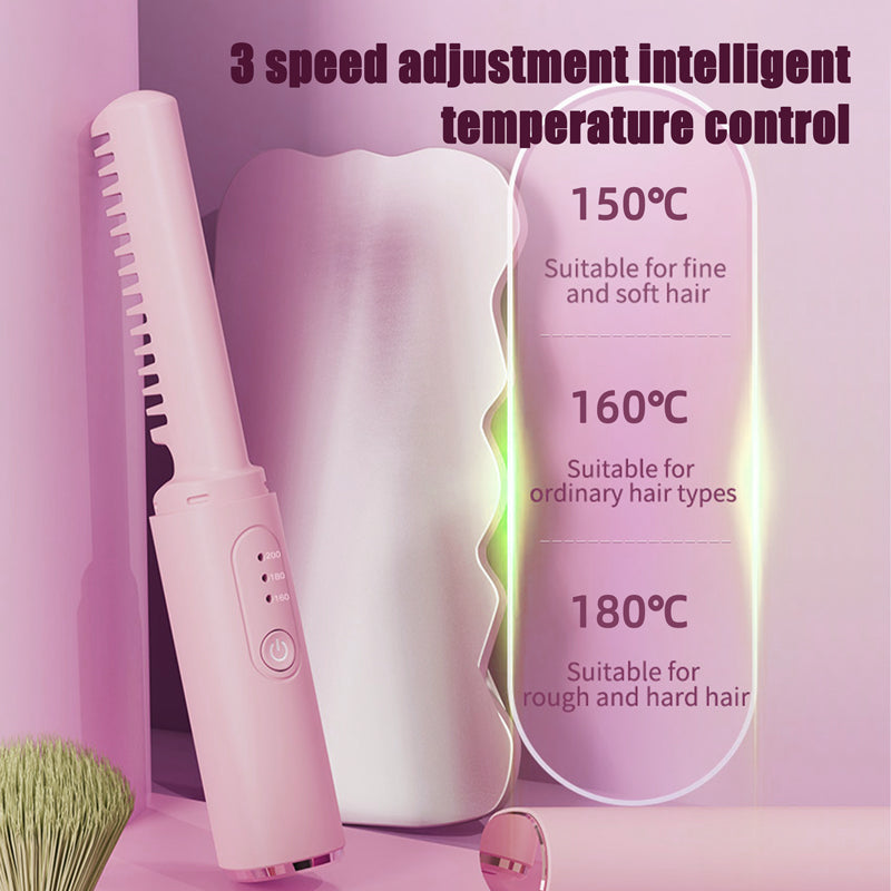 oriday hair straightening comb, wireless straightening and curling dual-purpose, does not damage hair artifact, negative ions, dry and wet, can be smoothed with one comb, portable and rechargeable