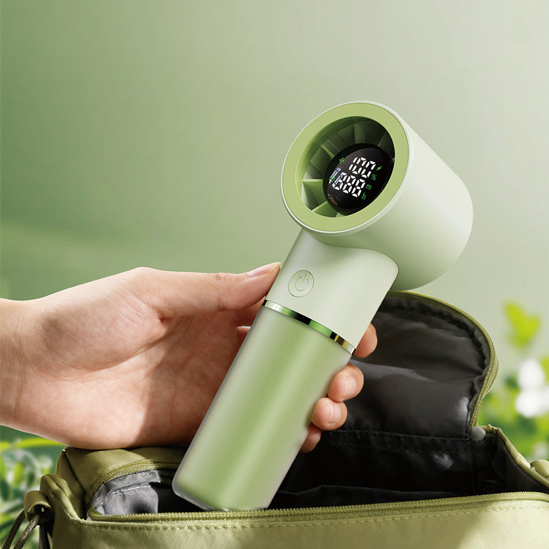 Oriday bärbar handfläkt, smart digital nedräkningsdisplay, steglös hastighetsreglering med 100 nivåer, magnetisk levitation för tyst drift, 4500mAh batteri med lång batteritid, 3-i-1 användning (handhållen / med rem / bordsmodell)
