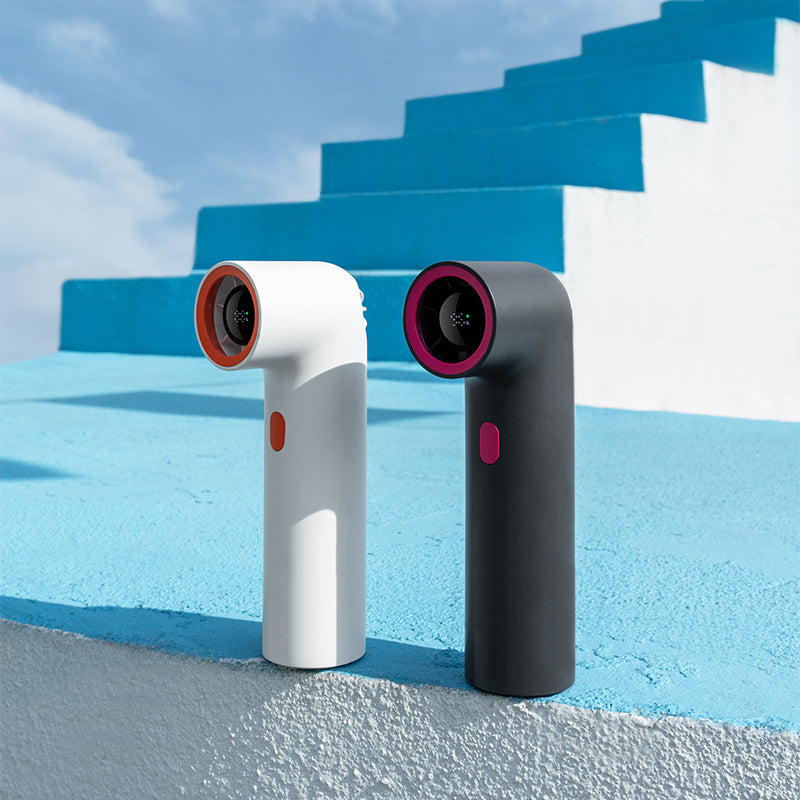 مروحة يدوية من أوريداي مع أنبوب منحني 15000 دورة شاشة عرض السرعة 3000mAh بطارية كبيرة سرعة قابلة للتعديل بضغطة واحدة صغيرة ومحمولة