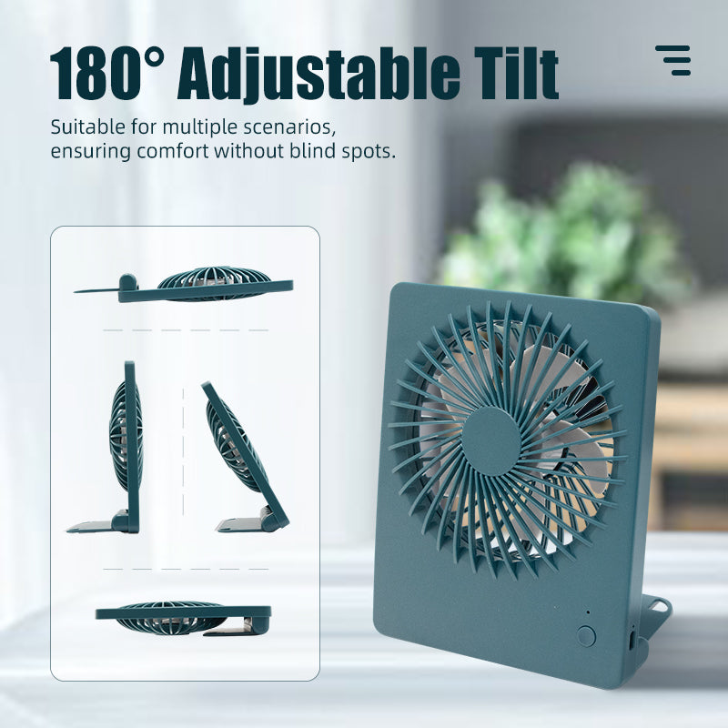 Ventilatore da scrivania quadrato oriday, silenzioso con grande potenza di raffreddamento, ricaricabile, carino, con oscillazione della testa e pieghevole, portatile per uso unisex.