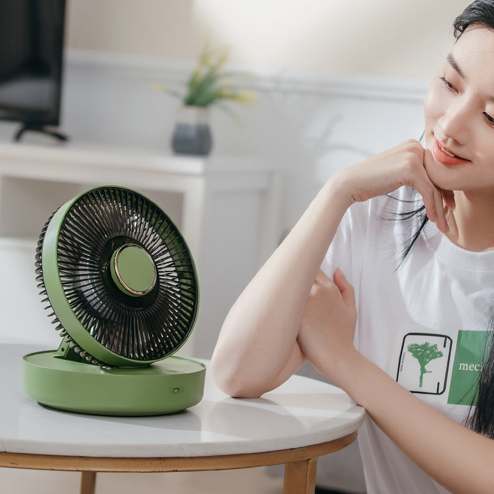 Oriday echter, an der Wand montierter kleiner Ventilator, der den Kopf schüttelt, geräuschlos, schlagfrei, Home-Office-Schreibtisch, kabelloses Laden, intelligente Fernbedienung