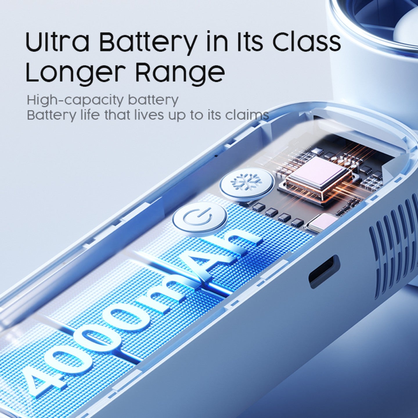 oriday便攜手持風扇｜無刷電機+100檔無極調速｜半導體制冷冰瓷降溫｜4000mAh續航13小時｜LED數顯 | 262g超輕便攜