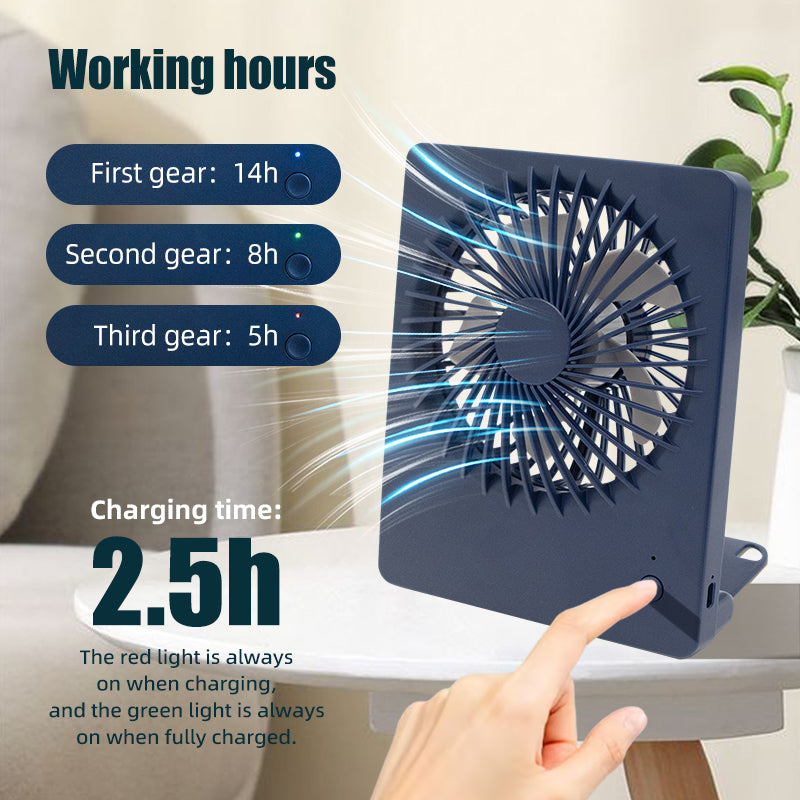 oriday square desktop fan silent strong wind office refrigeration charging cute long strip can shake his head folding portable boys and girls universal