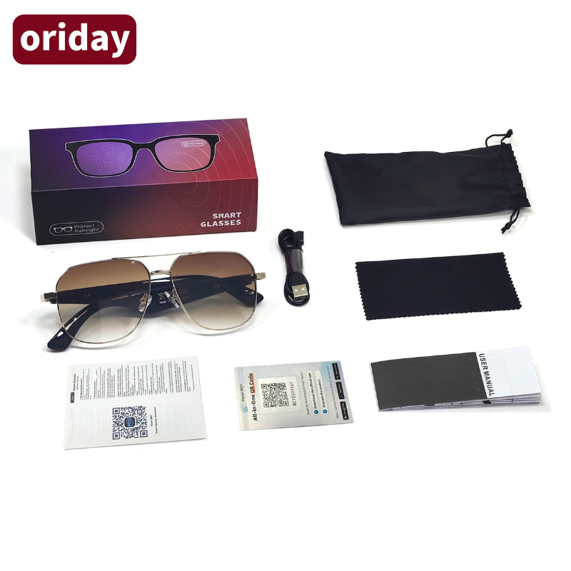 Oriday 智能AI翻譯太陽眼鏡｜防眩光偏光片 UV400防護｜音樂+通話+語音助手GY100