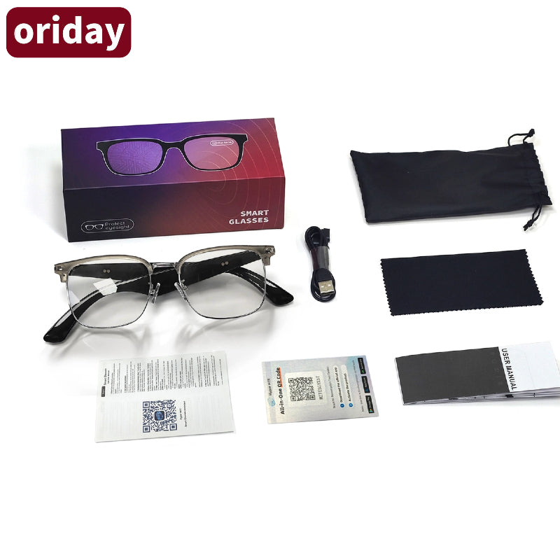 Oriday Occhiali Traduzione AI Multifunzionali｜Assistente Vocale + Fotografia Remota｜Protezione UV400｜Uso Business e Tempo Libero GY600