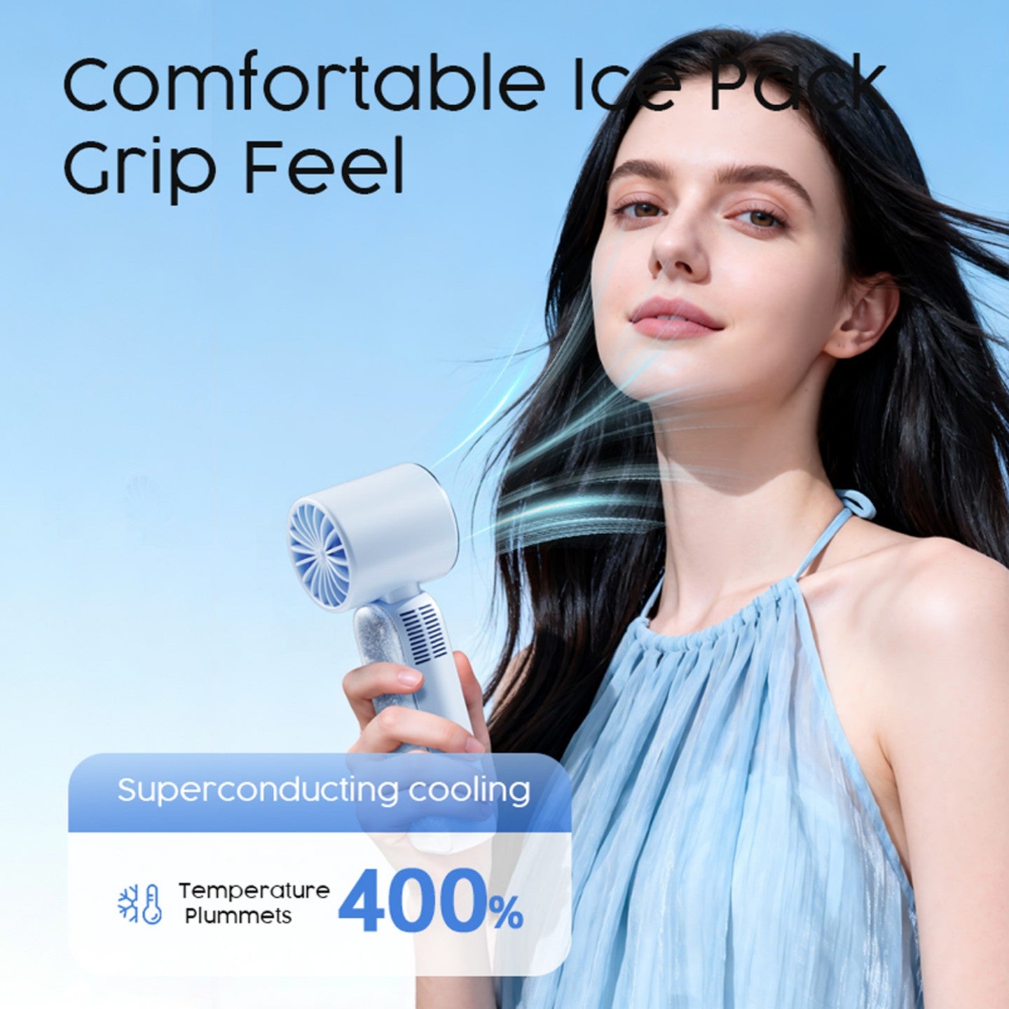 oriday便攜手持風扇｜無刷電機+100檔無極調速｜半導體制冷冰瓷降溫｜4000mAh續航13小時｜LED數顯 | 262g超輕便攜