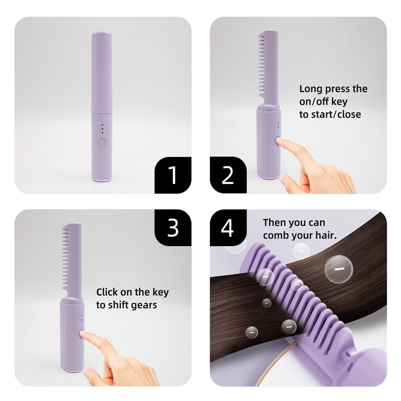 oriday hair straightening comb, wireless straightening and curling dual-purpose, does not damage hair artifact, negative ions, dry and wet, can be smoothed with one comb, portable and rechargeable