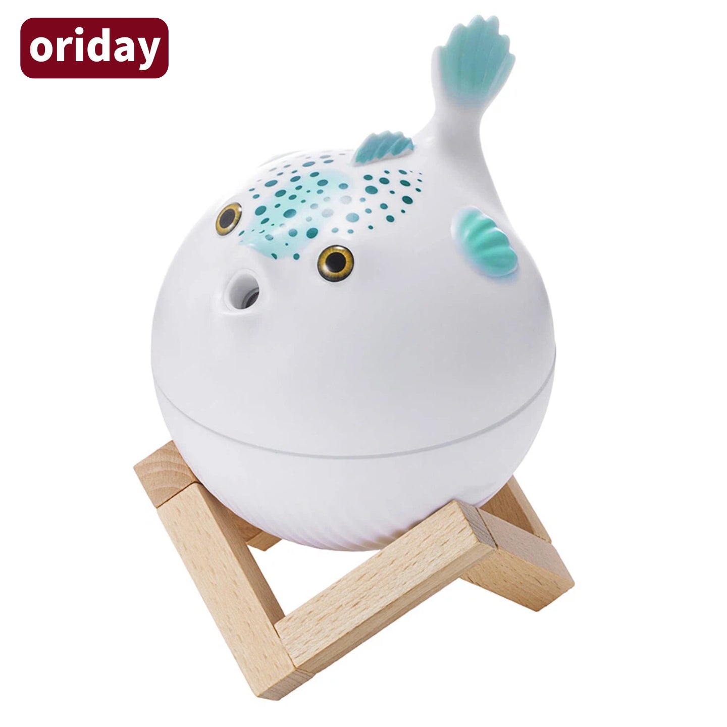 Umidificator Oriday în formă de pește-balon drăgălaș, cu lumină de noapte în 7 culori | Capacitate mare de 260 ml・Două moduri de pulverizare fină・Funcționare silențioasă・Alimentare USB‑C | Decorațiune pentru dormitor, birou și masă