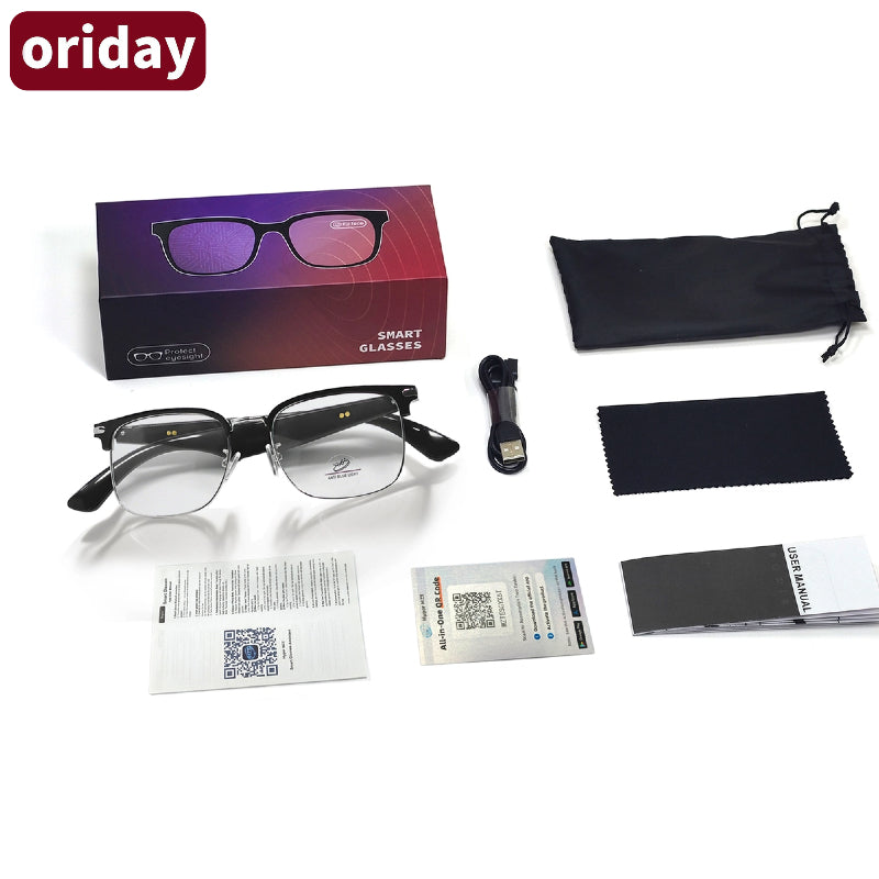 Oriday Occhiali Traduzione AI Multifunzionali｜Assistente Vocale + Fotografia Remota｜Protezione UV400｜Uso Business e Tempo Libero GY600