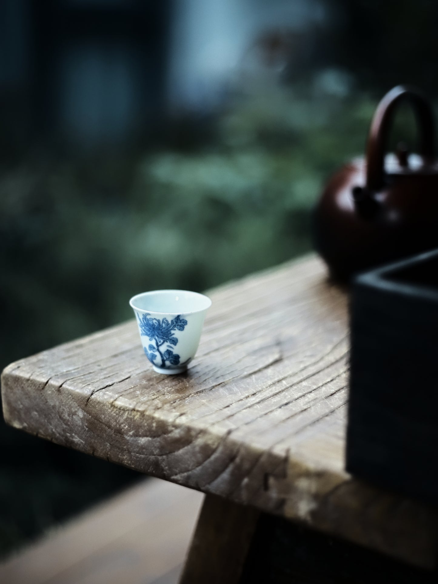 Oriday 高檔手繪聞香杯｜青花菊花陶瓷主人茶杯｜功夫茶品茗杯