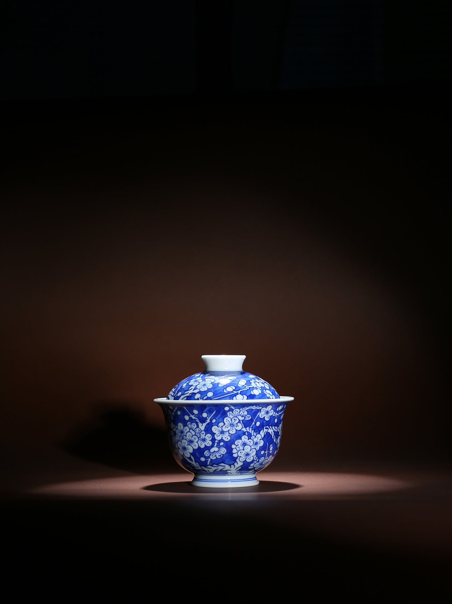 Oriday 手繪青花冰梅蓋碗茶杯｜仿古陶瓷茶具｜防燙泡茶碗單杯