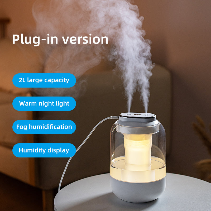 oriday雙噴霧加濕器2L大容量霧量usb插電款便攜氛圍燈家用臥室辦公室孕婦嬰兒空氣加濕生日禮物送禮佳品東方良品