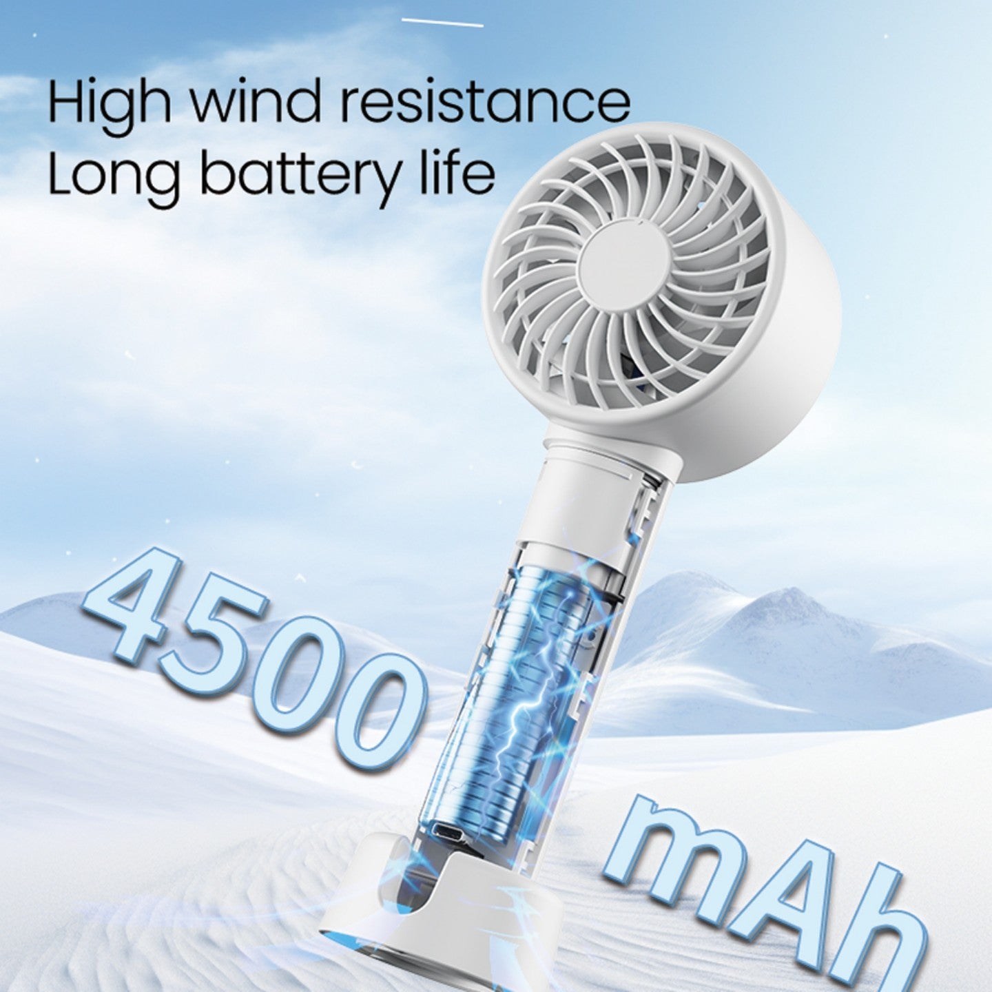 oriday迷你手提風扇｜88°廣角擺頭+渦輪大風量｜100段無級風速｜4500mAh快充電池｜輕量手持/桌面兩用｜靜音安全