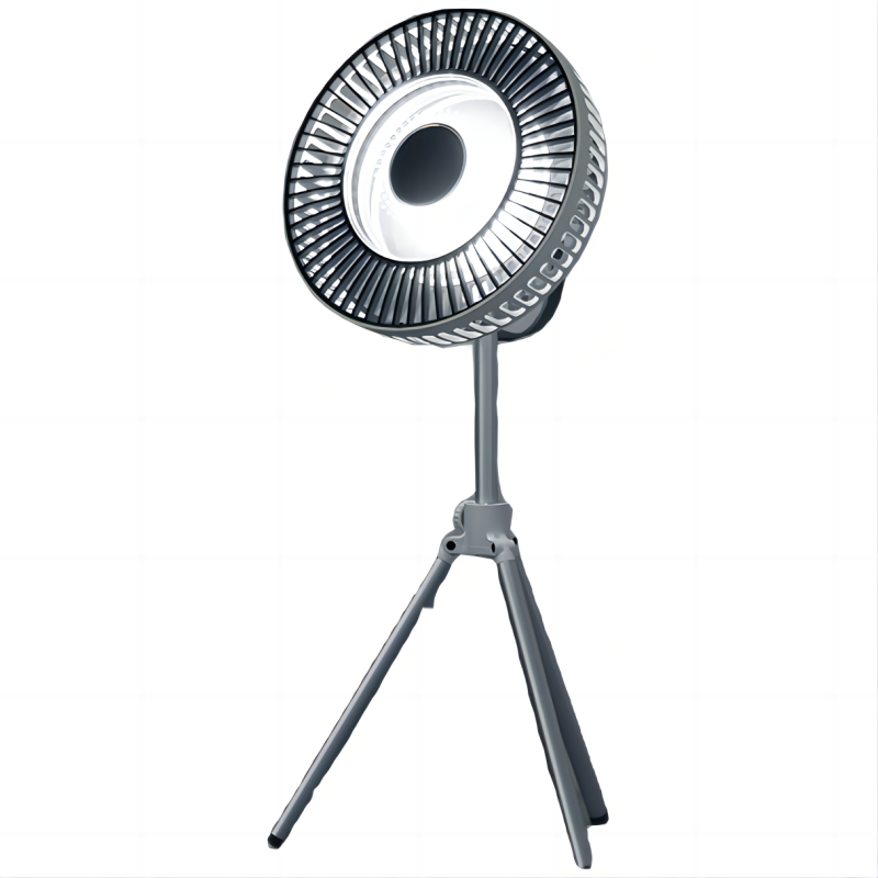 Ventilateur de camping authentique Oriday avec trépied, grande puissance de ventilation, télécommande intelligente, support détachable pliable, éclairage programmable, peut être utilisé comme batterie externe