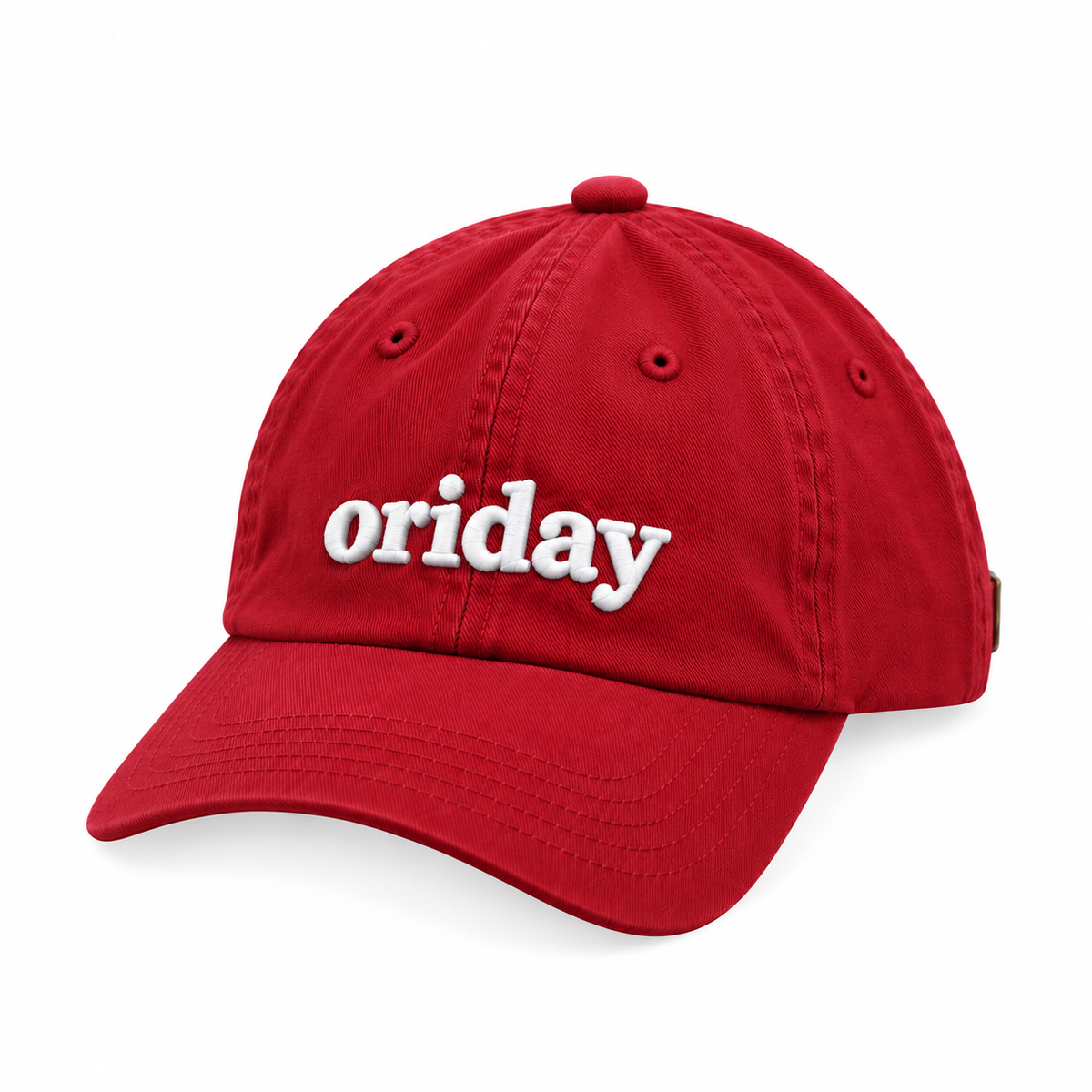 oriday 立體字母刺繡棒球帽｜日常休閒・街頭穿搭・五色可選｜灰色水洗破洞工藝款