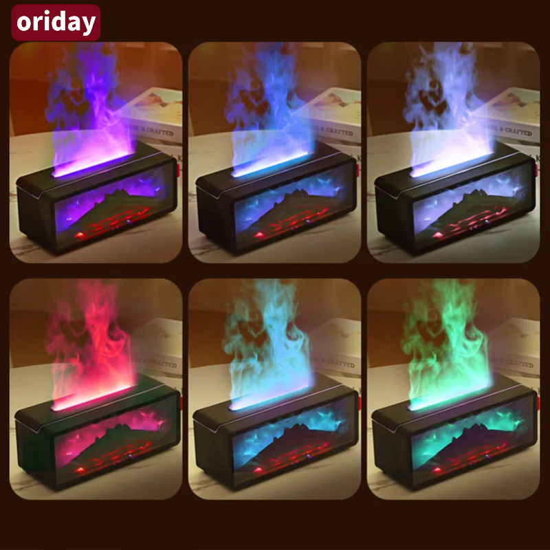 【火焰香薰機｜仿真火光＋高頻霧化】Oriday七彩夜燈・精油香薰・遙控定時・缺水斷電保護家用卧室东方良品