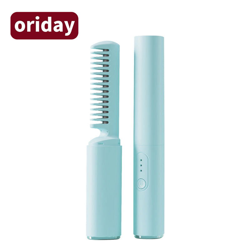 oriday hair straightening comb, wireless straightening and curling dual-purpose, does not damage hair artifact, negative ions, dry and wet, can be smoothed with one comb, portable and rechargeable