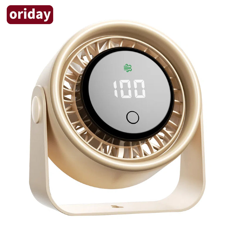 Oriday【ไอเทมคลายร้อนหน้าร้อน】พัดลมติดผนังและตั้งโต๊ะ 2-in-1 | แบตเตอรี่ชาร์จได้ 3000mAh ใช้งานยาวนาน | มอเตอร์ไร้แปรง เงียบ + หน้าจอ LED ดิจิทัล | เหมาะสำหรับแคมป์ปิ้ง/สำนักงาน | มีสีแอปริคอต/ดำ
