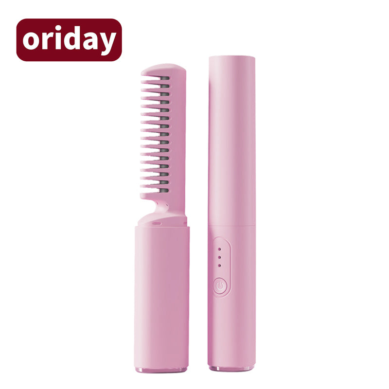 oriday hair straightening comb, wireless straightening and curling dual-purpose, does not damage hair artifact, negative ions, dry and wet, can be smoothed with one comb, portable and rechargeable